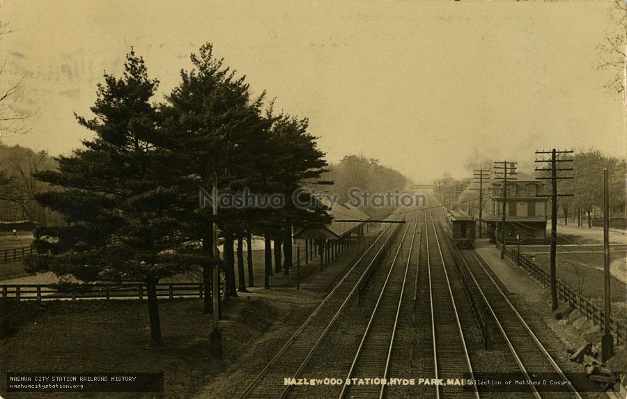 Postcard: Hazelwood Station, Hyde Park, Massachusetts
